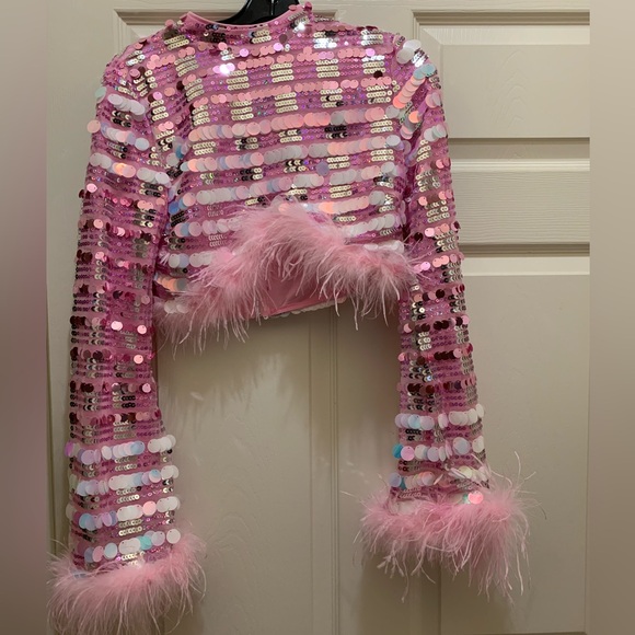 🆕 Brand New Party Skirt Set Disco Sequin Feather        Size Small - Picture 7 of 13